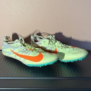 Nike Running Spikes in Bright Green and Orange